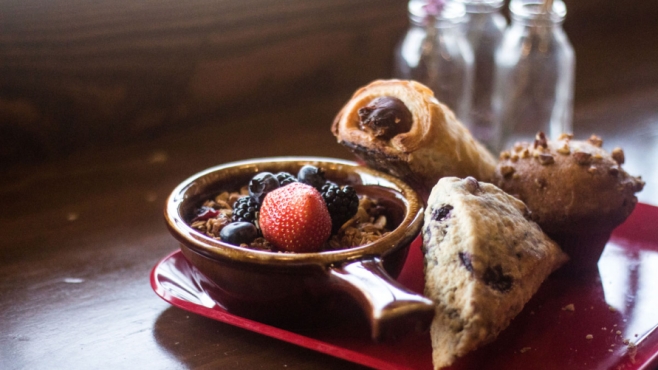 Scones, Granola, Sausage Roll at Heirloom Bakery